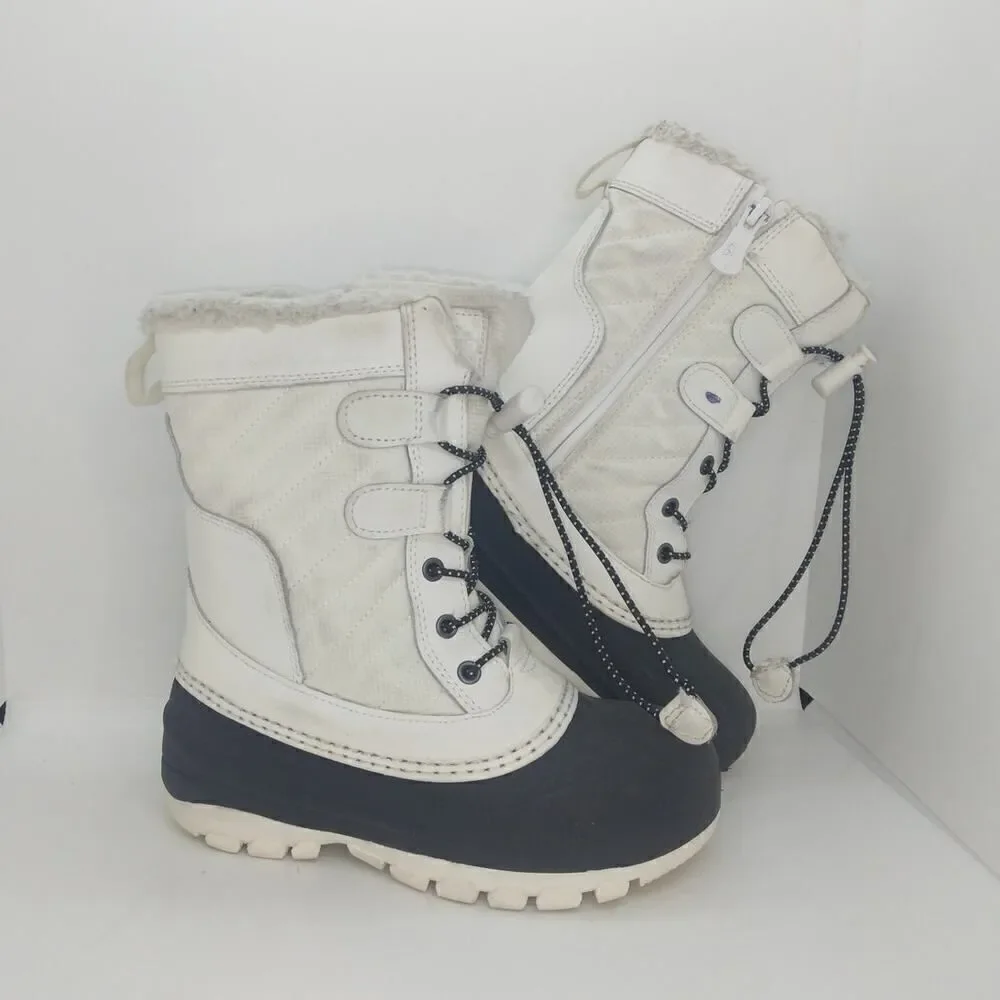 Target Thermolite Girls Pre-owned White & Gray w/Zipper Winter Boots - sz. 13